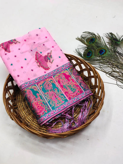Sumati - Pink Kashmiri Modal Silk Saree with Zari Weaving