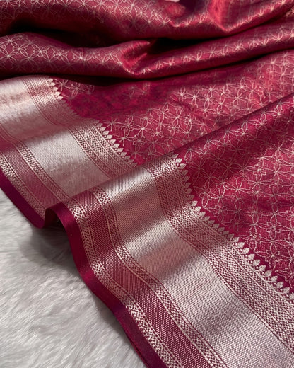 Charita - Red Soft Banarasi Silk Saree