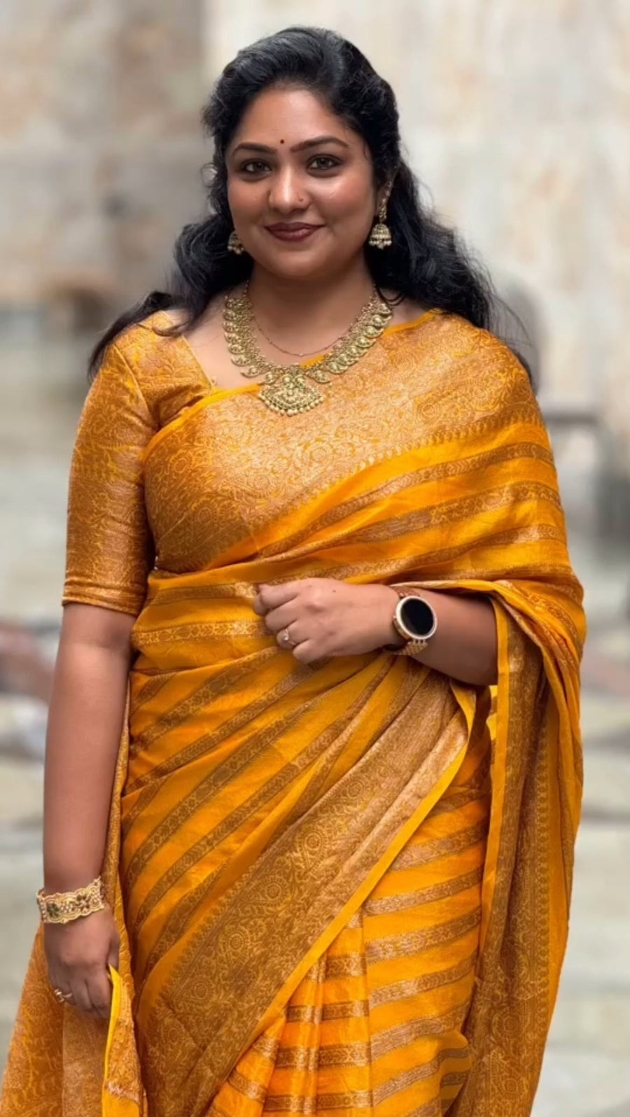 Stunning Yellow Banarasi Silk Saree with Rich Jacquard Design-LIZA