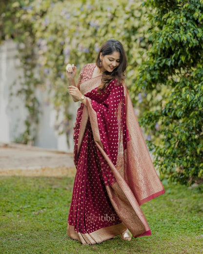 Maya Maroon Banarasi Silk Saree