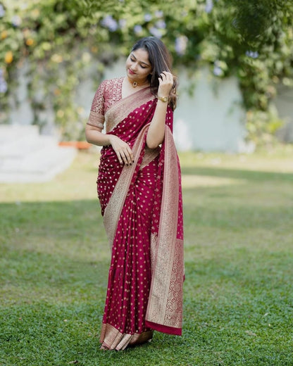 Maya Maroon Banarasi Silk Saree