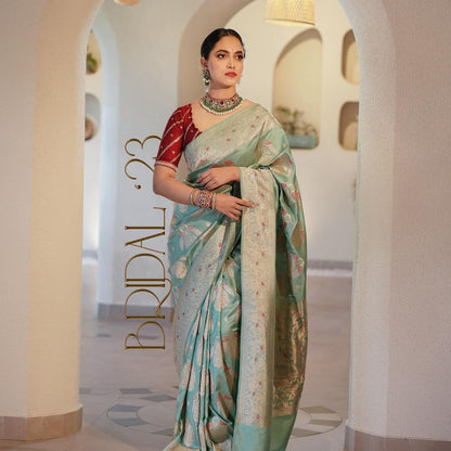 Vrinda Pista Soft Silk Saree