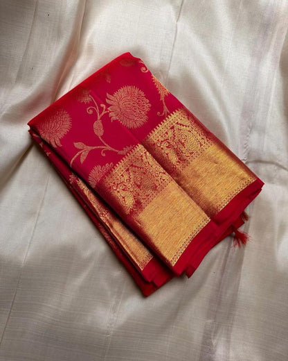 Charu Red Soft Banarasi Silk Saree