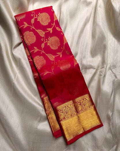 Charu Red Soft Banarasi Silk Saree