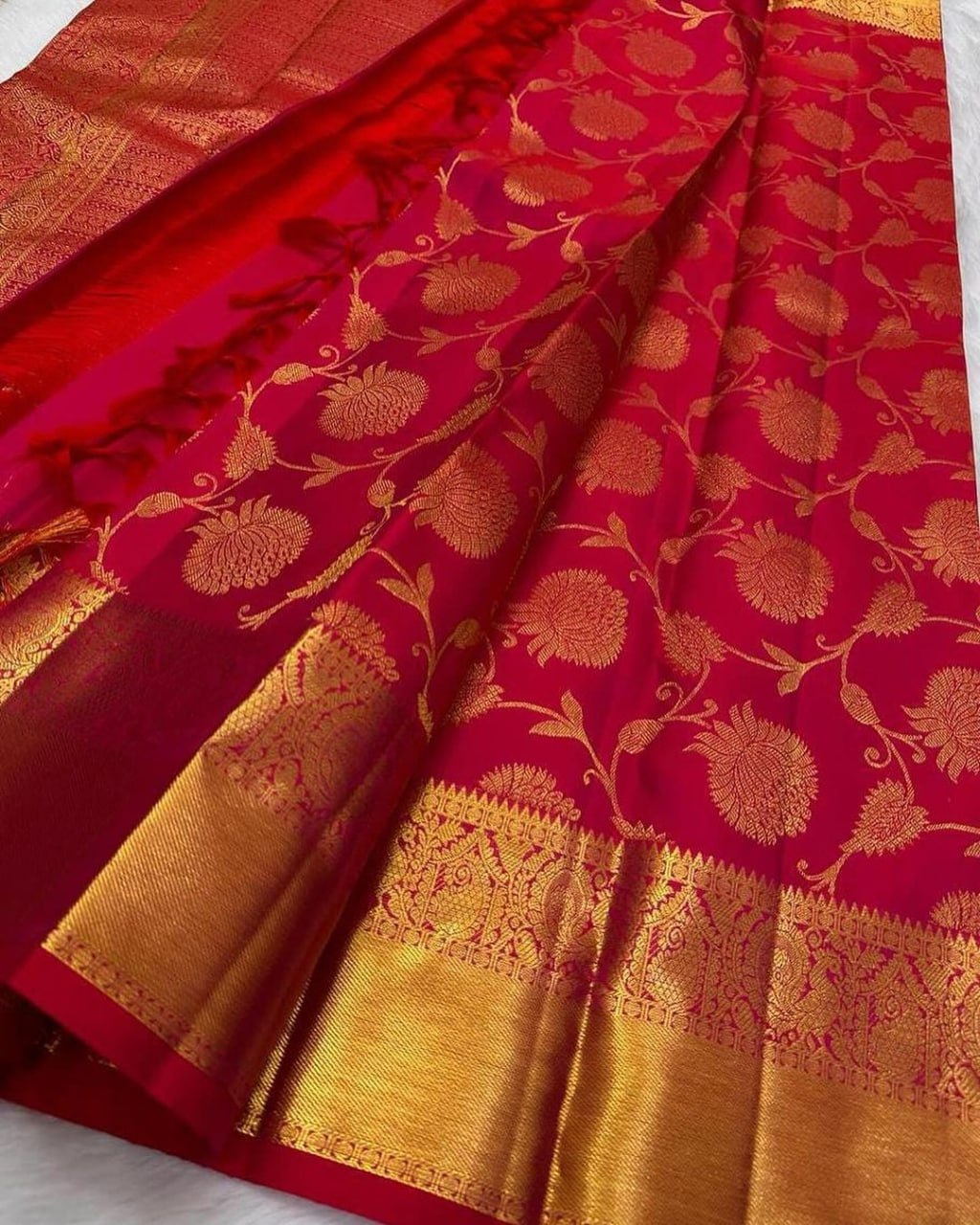 Charu Red Soft Banarasi Silk Saree