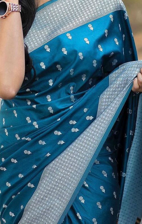 Disha Blue Soft Silk Saree