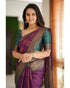 Ojas Purple Soft Silk Saree With Attractive Blouse Piece Attached