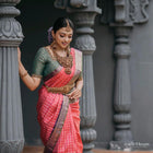 Satggerous Pink Kanchipuram with butti design Silk Saree