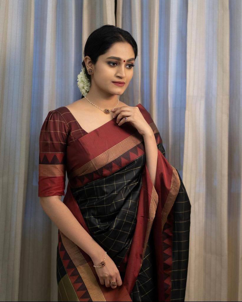 Blackey Red Coloured Kanchi Silk Saree With Mesmorising Blouse