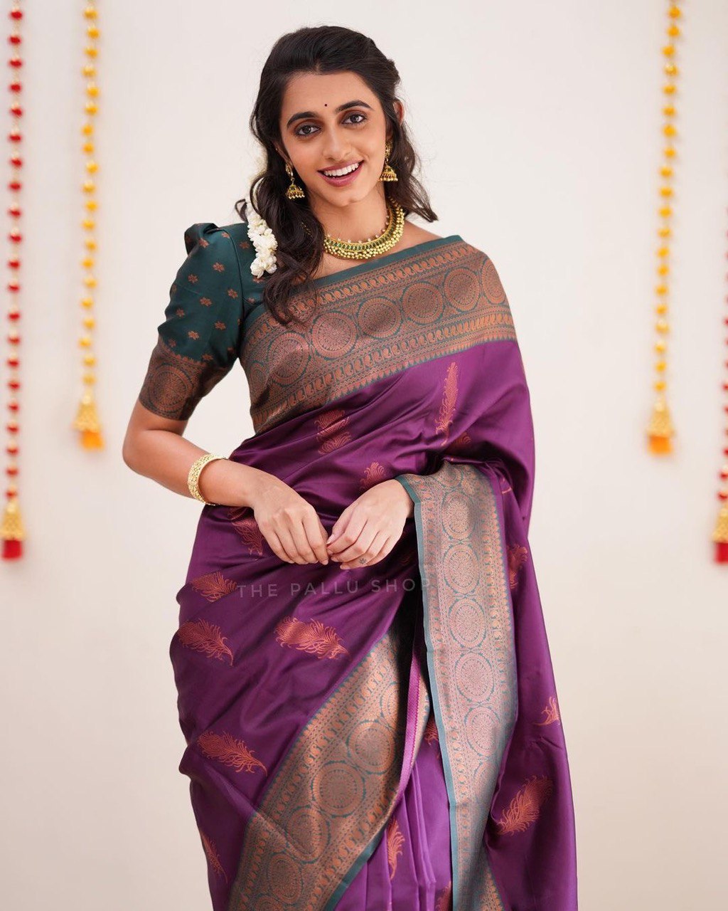 Komal Morpankh Purple Soft Silk Saree witch Attractive blouse piece