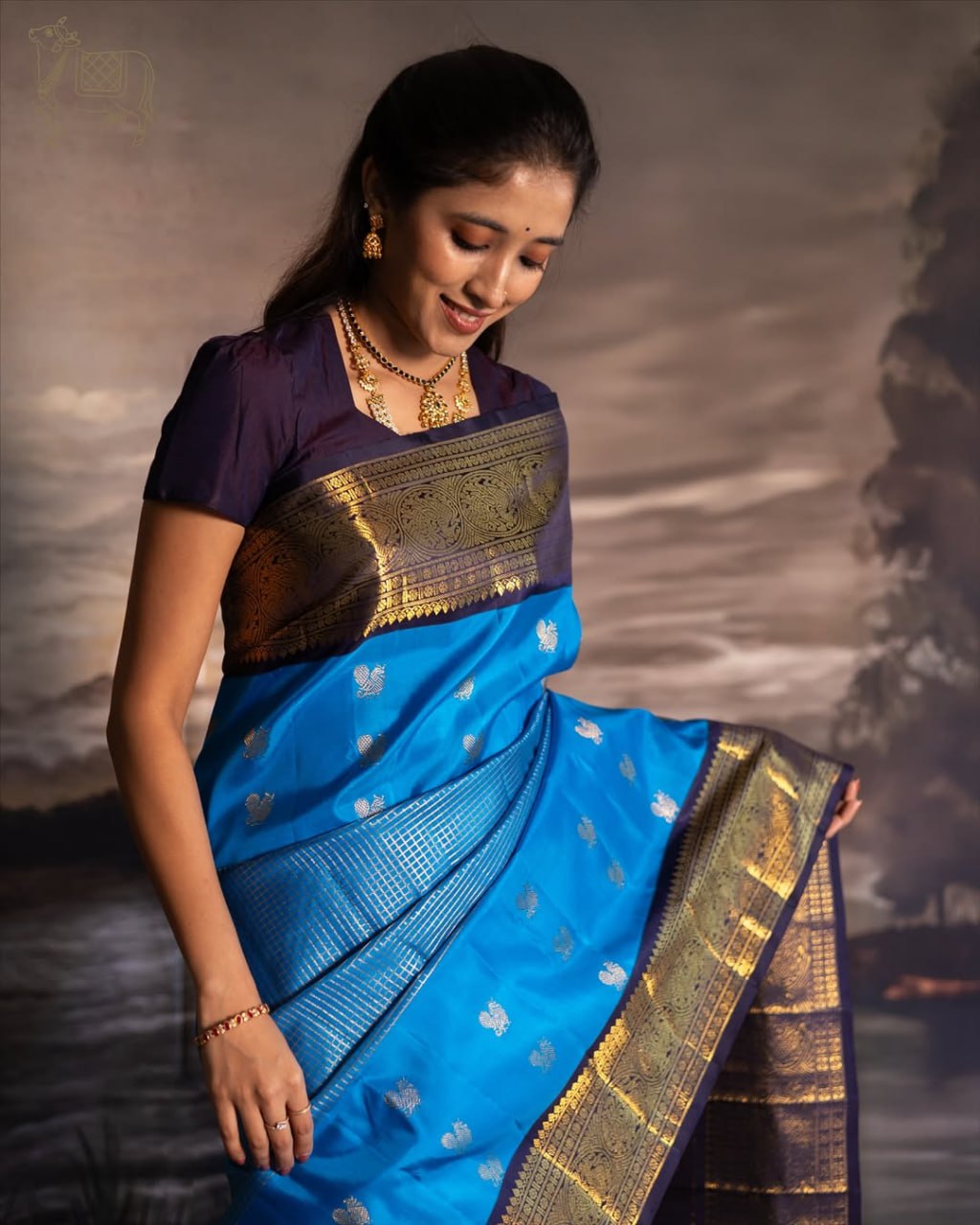 Lekha – Royal Blue Banarasi Soft Silk Saree with Silver Butti &amp; Rich Zari Border