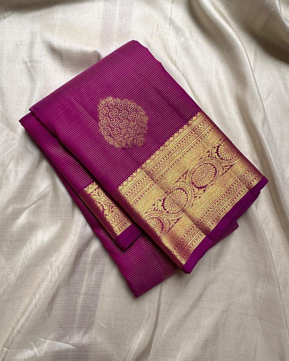 Ayushi – Pink Banarasi Soft Silk Saree with Gold Zari Butti &amp; Traditional Border