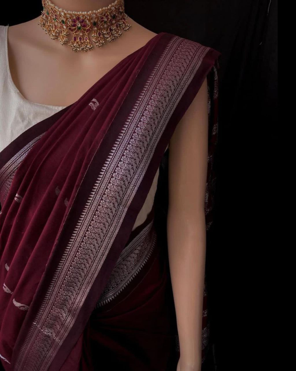 Dharika Wine Cotton Silk Saree