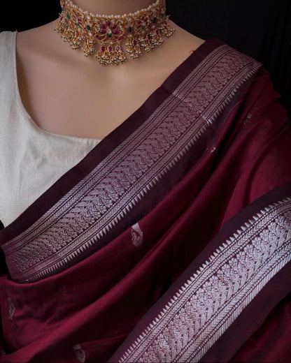 Dharika Wine Cotton Silk Saree