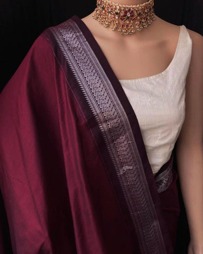 Dharika Wine Cotton Silk Saree