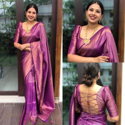 Bindu Purple Kanchipuram Silk Saree