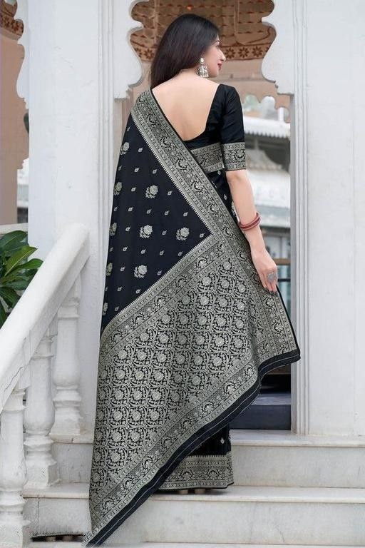 Bindiya Black Soft Silk Saree