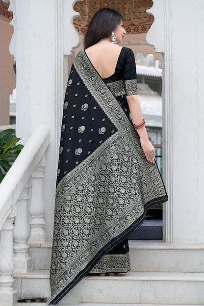 Bindiya Black Soft Silk Saree