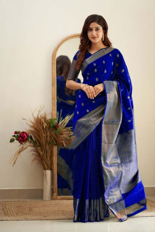 Sunita Dark Blue Kanchipuram Saree