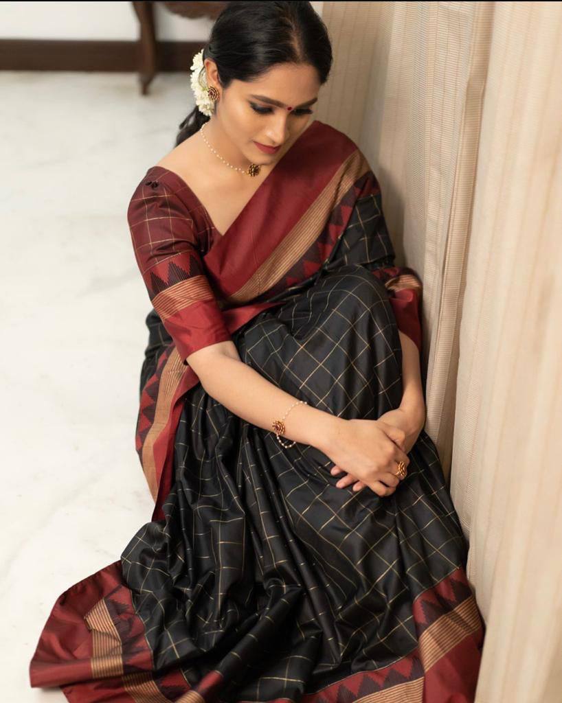 Blackey Red Coloured Kanchi Silk Saree With Mesmorising Blouse