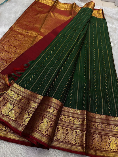 Vaishali – Banarasi Soft Silk Saree in Green &amp; Maroon