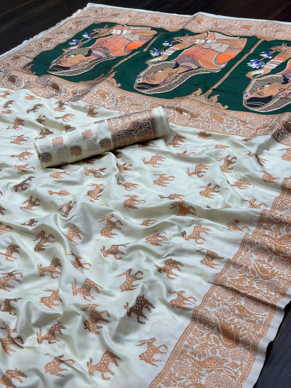 Jiya White Paithani Silk Saree