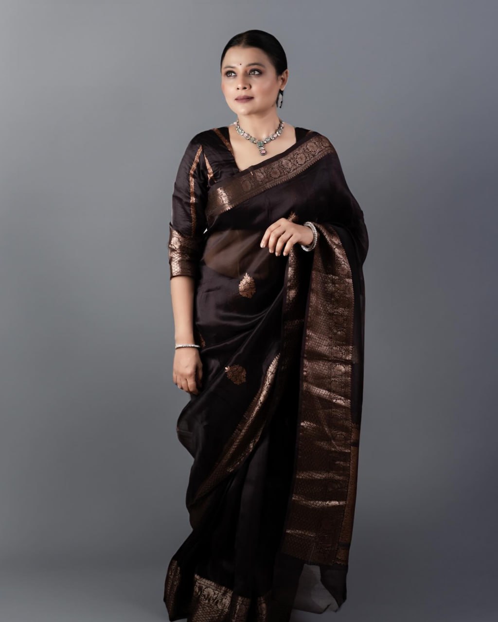 Ibarshani Coffee Soft Silk Saree With Attractive Blouse Piece Attached