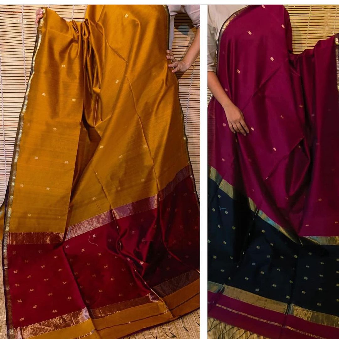 Ethnic Yellow-Red Pure Cotton Silk Cotton (Handloom)