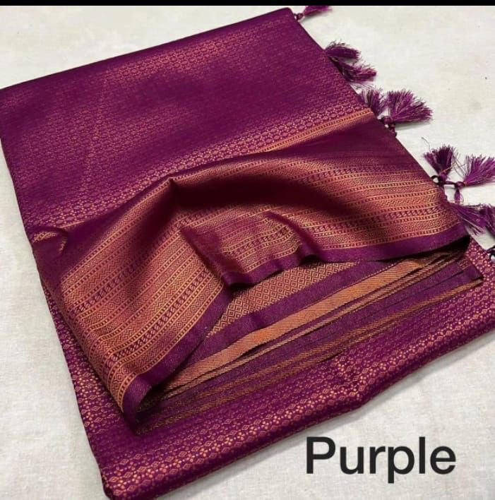 Tamanna Purple Colored KanchiSoft  Silk Saree With Charming Blouse Piece