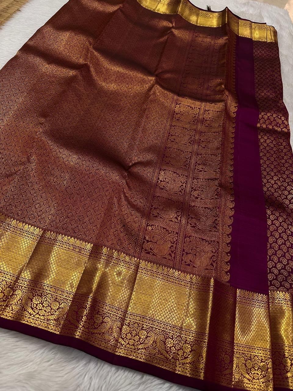 Kalpita – Wine Purple Banarasi Soft Silk Saree with Classic Zari Butti &amp; Rich Border
