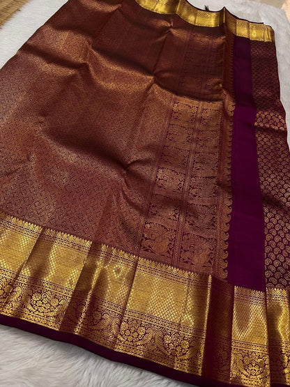 Kalpita – Wine Purple Banarasi Soft Silk Saree with Classic Zari Butti &amp; Rich Border