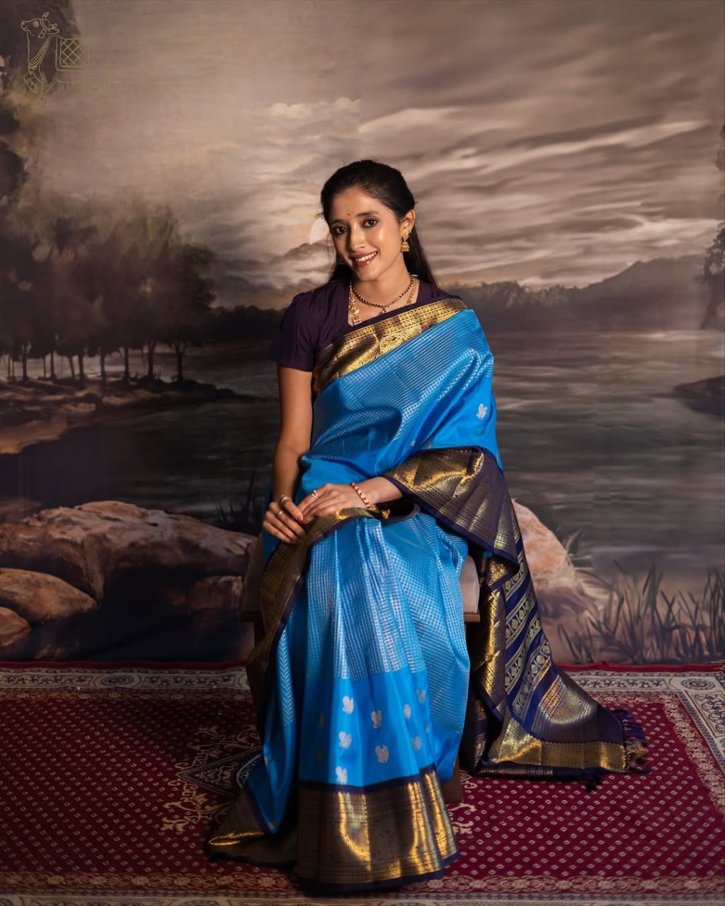 Lekha – Royal Blue Banarasi Soft Silk Saree with Silver Butti &amp; Rich Zari Border