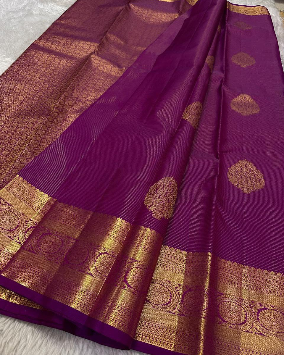 Ayushi – Pink Banarasi Soft Silk Saree with Gold Zari Butti &amp; Traditional Border