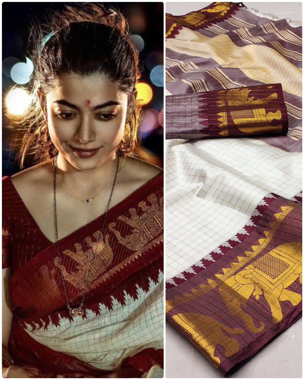 Neer WhiteBrown Soft Silk Saree