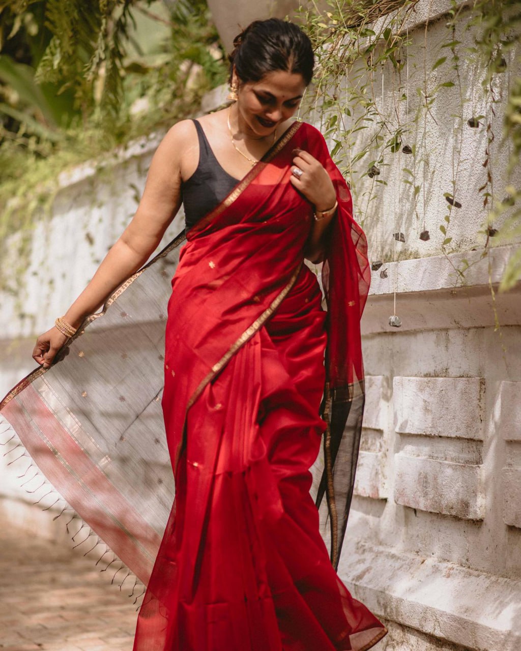 Ethnic Red Pure Cotton Silk Cotton (Handloom)