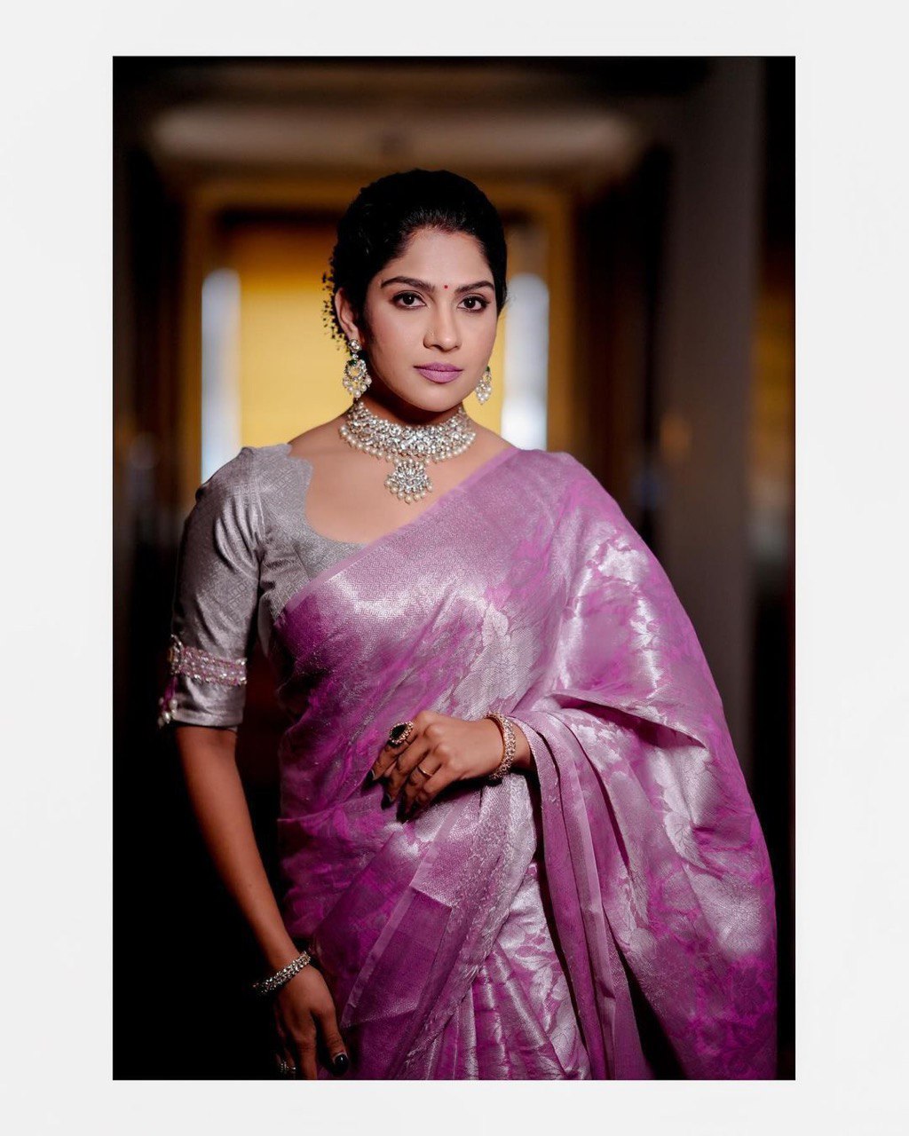 Radiant Lilac Silver Zari Banarasi Silk Saree | Zariknyaa