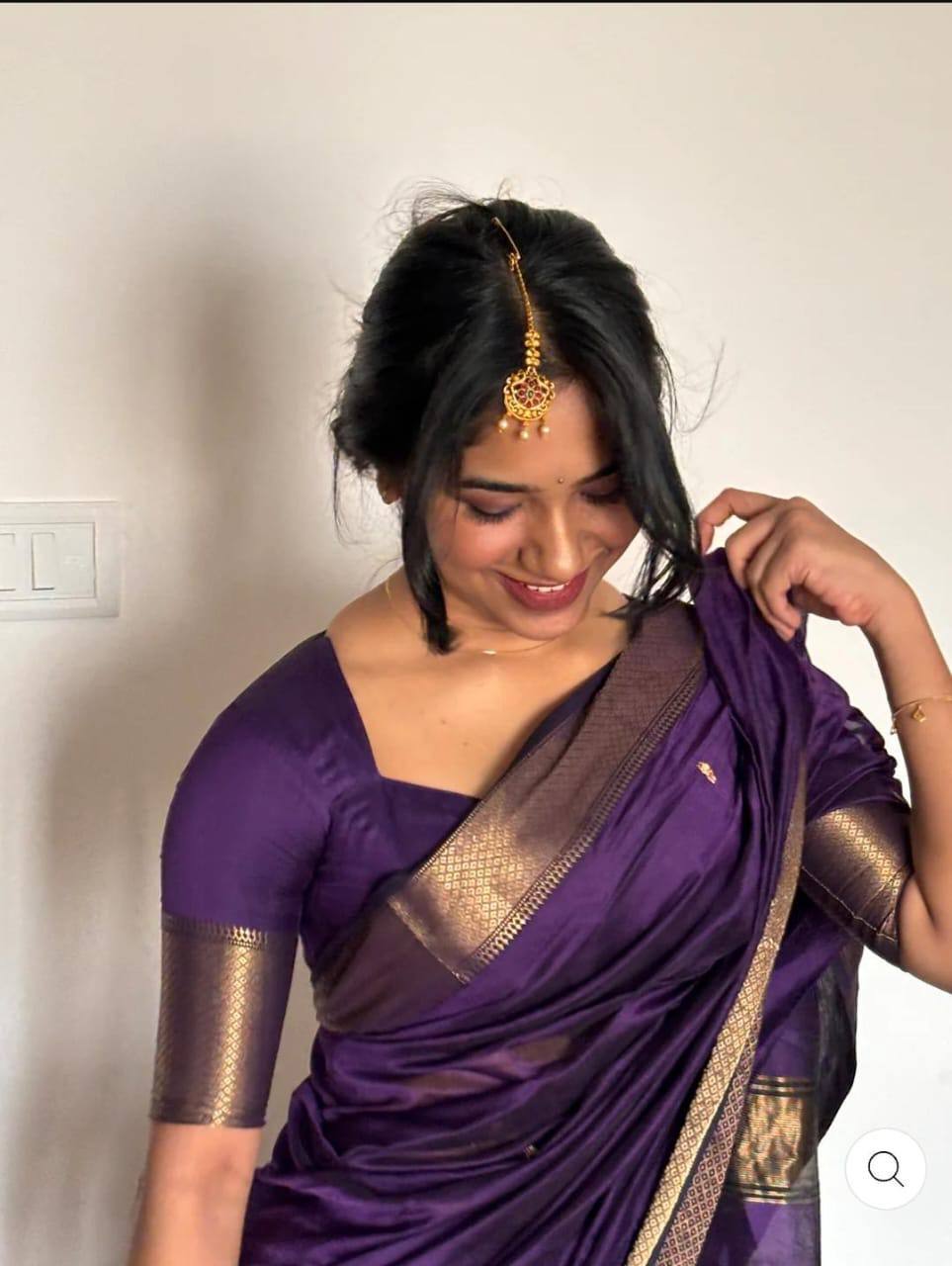 Beauteous Deep Rich Purple Soft Cotton Silk Saree With especial Blouse Attached