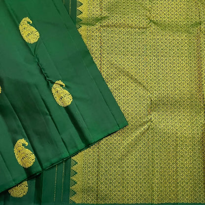 Renuka – Emerald Green Banarasi Soft Silk Saree with Royal Paisley Zari &amp; Grand Pallu