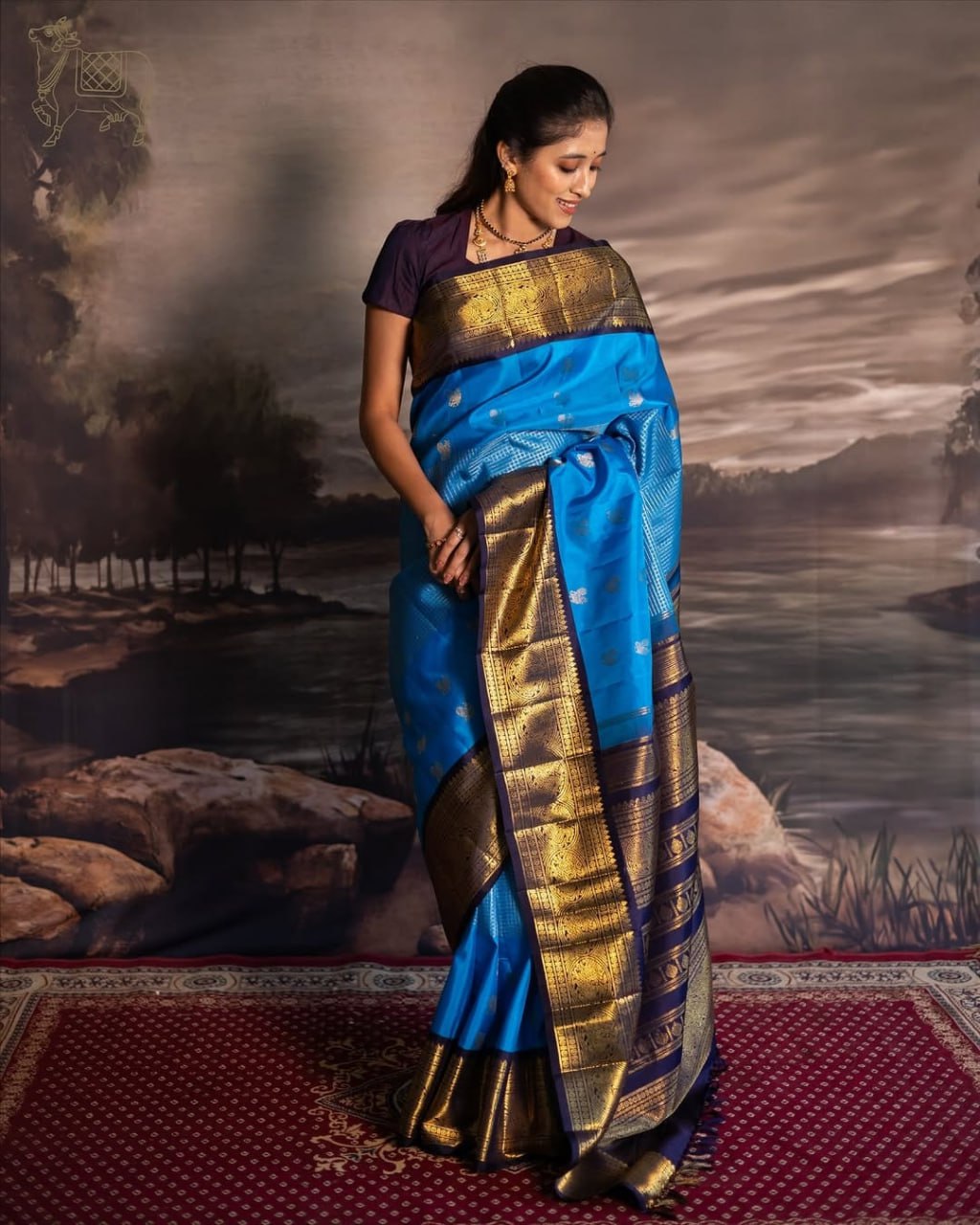 Lekha – Royal Blue Banarasi Soft Silk Saree with Silver Butti &amp; Rich Zari Border