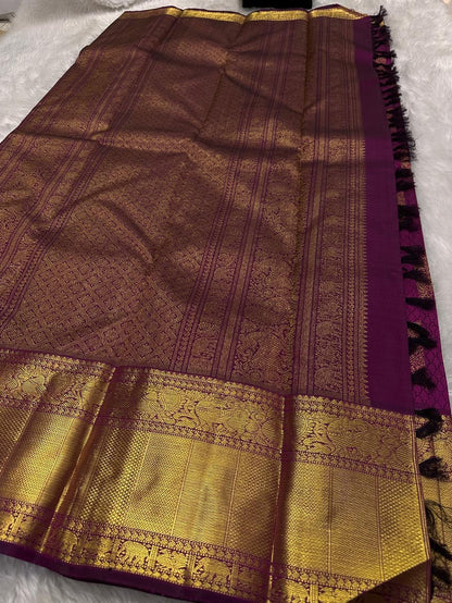 Dakshayani – Rani Pink Banarasi Soft Silk Saree with Gold Zari Butti &amp; Temple Border