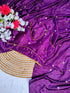 Designer Purple Chinon Sarees with All Over Sequence Work With Blooming Blouse Piece