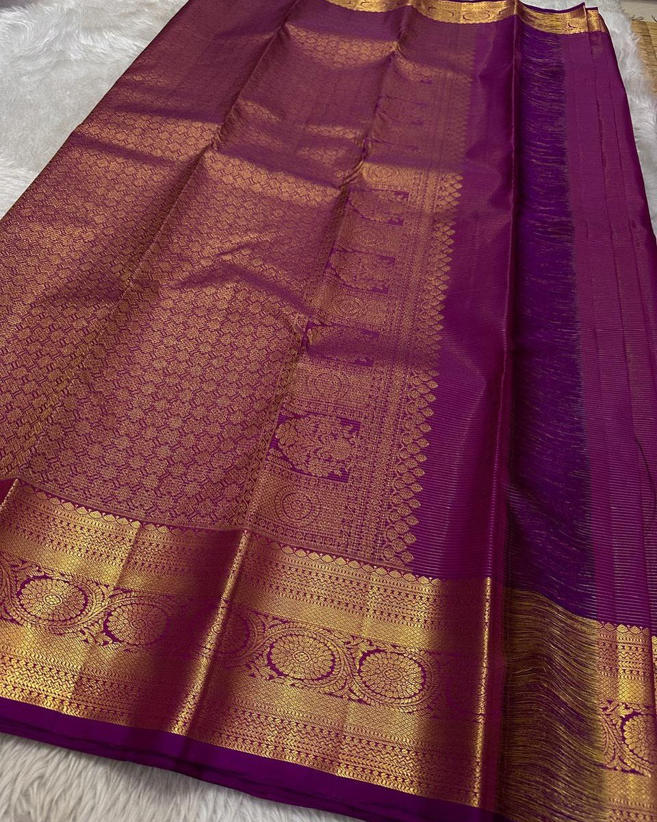 Ayushi – Pink Banarasi Soft Silk Saree with Gold Zari Butti &amp; Traditional Border