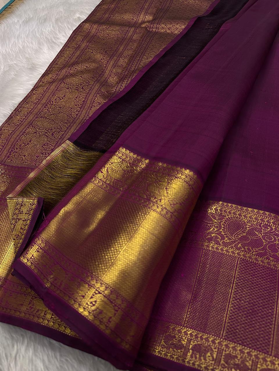 Dakshayani – Rani Pink Banarasi Soft Silk Saree with Gold Zari Butti &amp; Temple Border