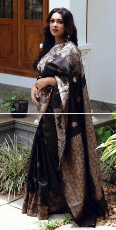 Black Night Silk Saree WIth Fabulouse Blouse Piece