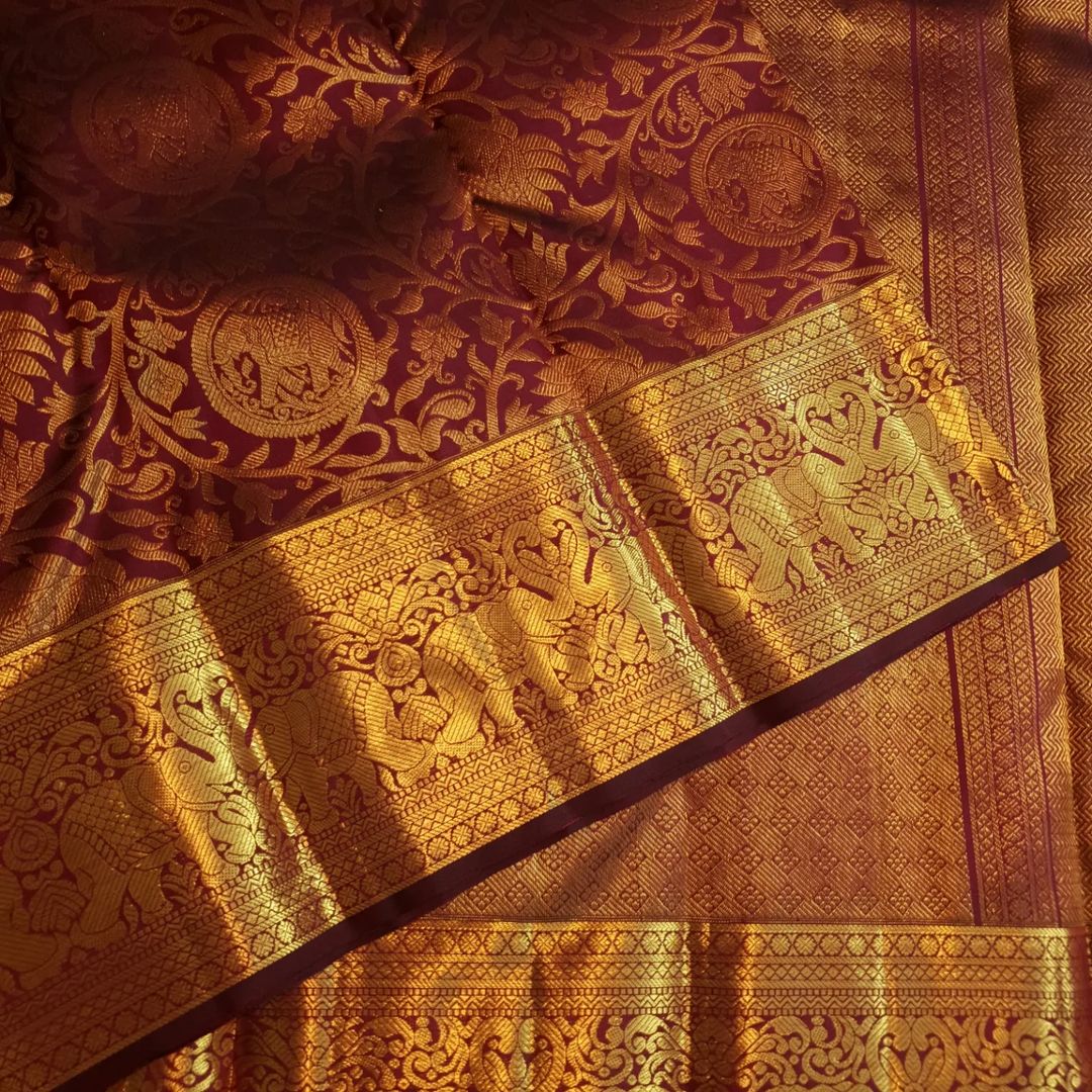 Regal Maroon Banarasi Silk Saree WIth Fabulouse Blouse