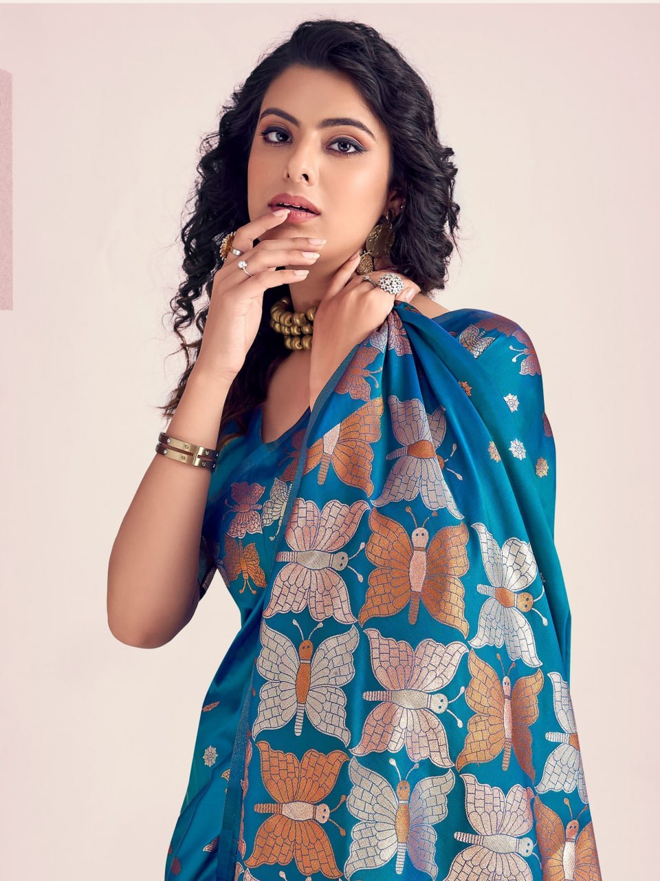 Nihika Blue Banarasi Silk Saree WIth Fabulouse Blouse Piece