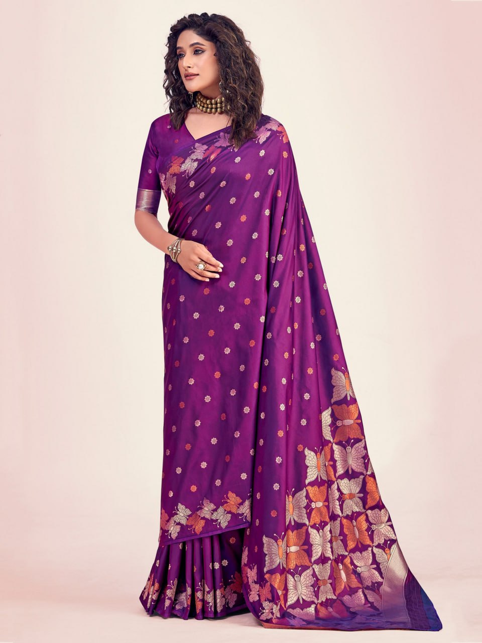 Nihika Deep Purple Banarasi Silk Saree WIth Fabulouse Blouse Piece