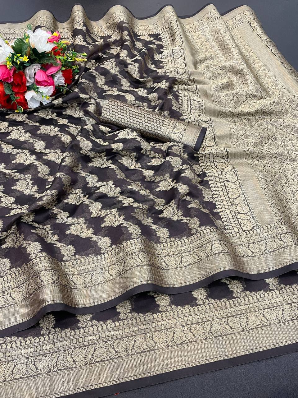 Vihika Organza Silk Saree With Attached Blouse