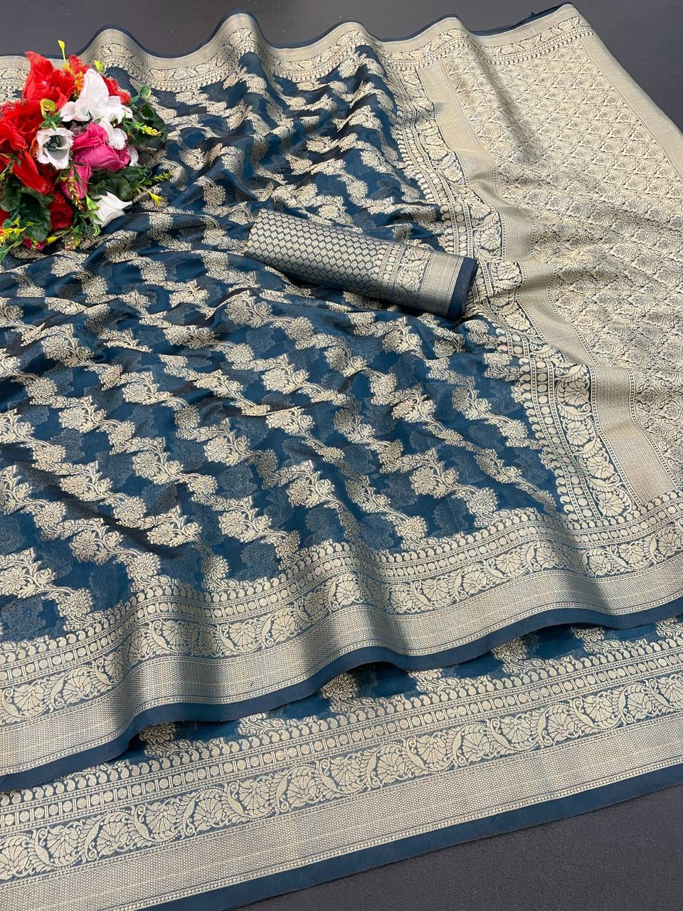 Vihika Organza Silk Saree With Attached Blouse