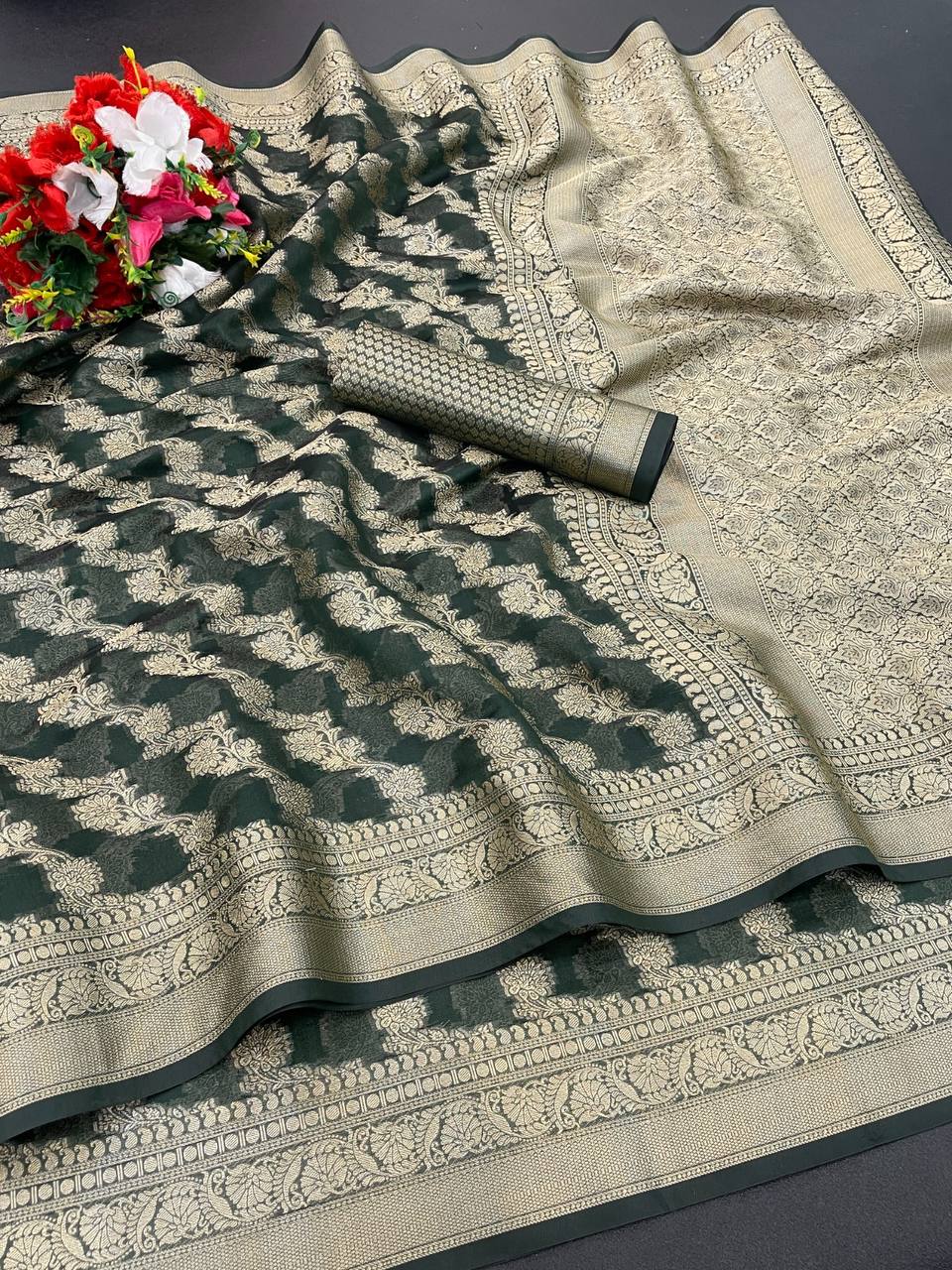 Vihika Organza Silk Saree With Attached Blouse